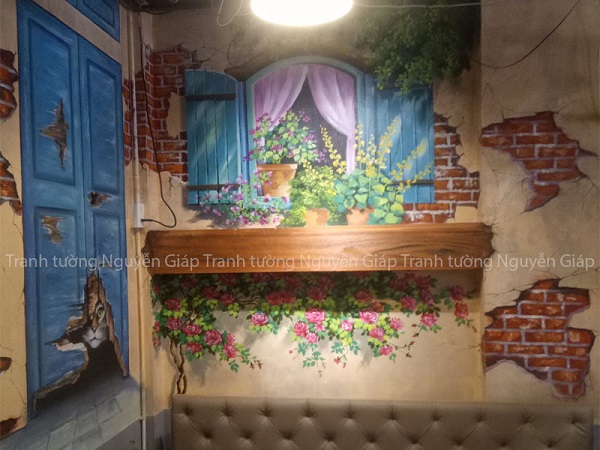 Vẽ tranh khung cửa sổ đẹp cho quán cafe tại Hà Đông, Hà Nội Vẽ tranh khung cửa sổ đẹp cho quán cafe tại Hà Đông, Hà Nội